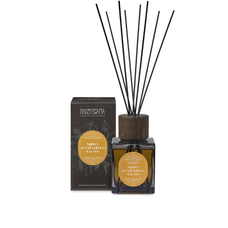 Diffusore a bastoncini Mirra & Caramello salato, 200 ml - 500 ml Nasoterapia