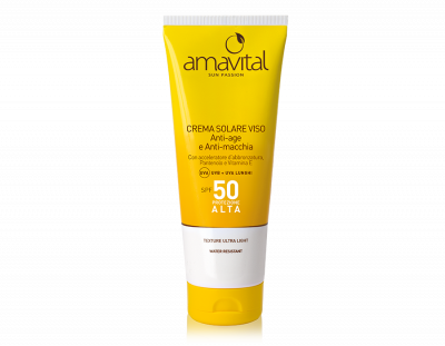 Crema Solare Viso – SPF 50 anti-age e anti-macchia, Amavital