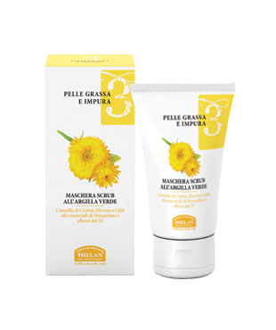 Maschera Scrub all'Argilla verde, pelle grassa e impura, Linea 3, Helan