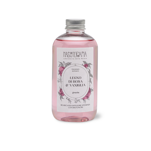 Ricarica per diffusore a bastoncini Legno di Rosa e Vaniglia, 250 ml Nasoterapia
