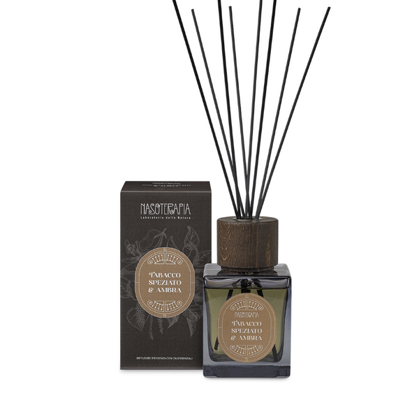 Tabacco speziato & Ambra pura diffusore a bastoncini, 200 ml - 500 ml Nasoterapia